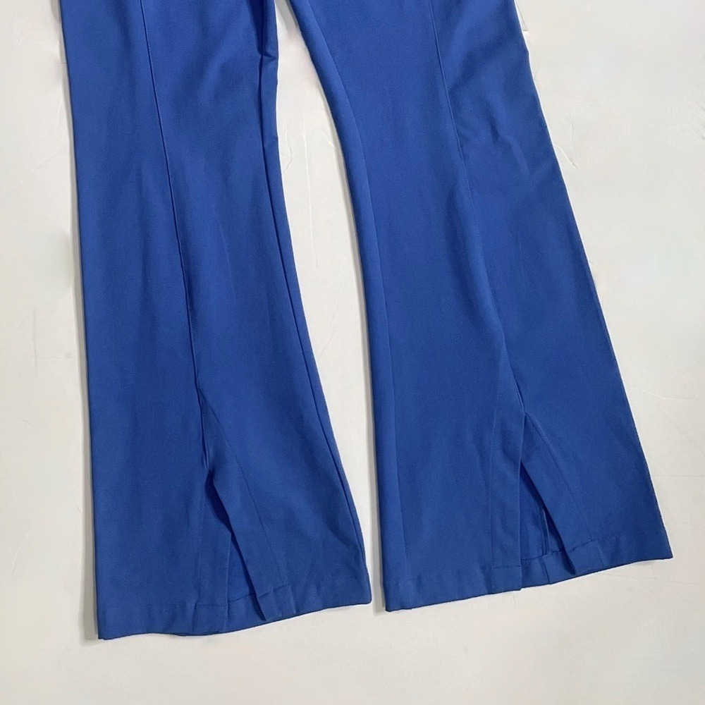 NWT! FREE PEOPLE Real Deal Split Flare Pants Blue High Rise Waist Stretch Medium - Picture 6 of 15